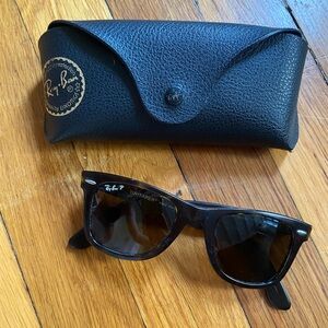 Ray Bans wayfarer classic tortoiseshell polarized sunglasses